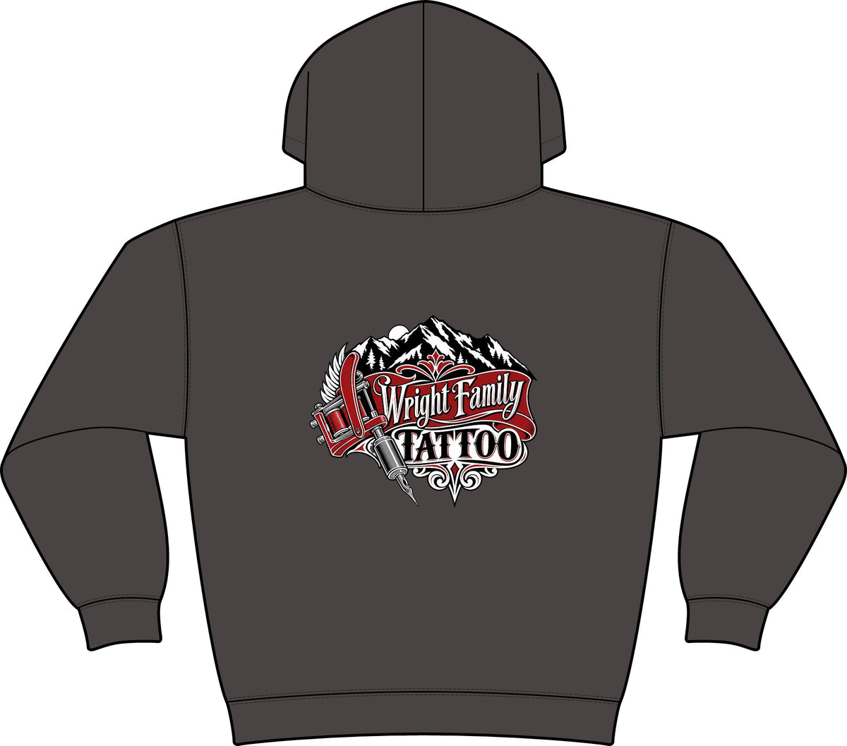 Wright Family Tattoo Club Fleece Hoodie — Small Chest Logo Crewneck Pullover