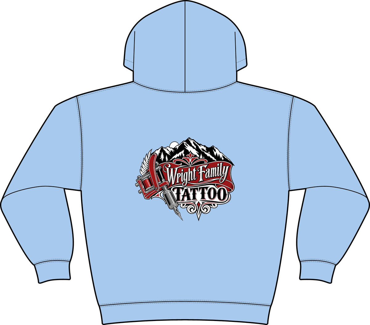 Wright Family Tattoo Club Fleece Hoodie — Small Chest Logo Crewneck Pullover