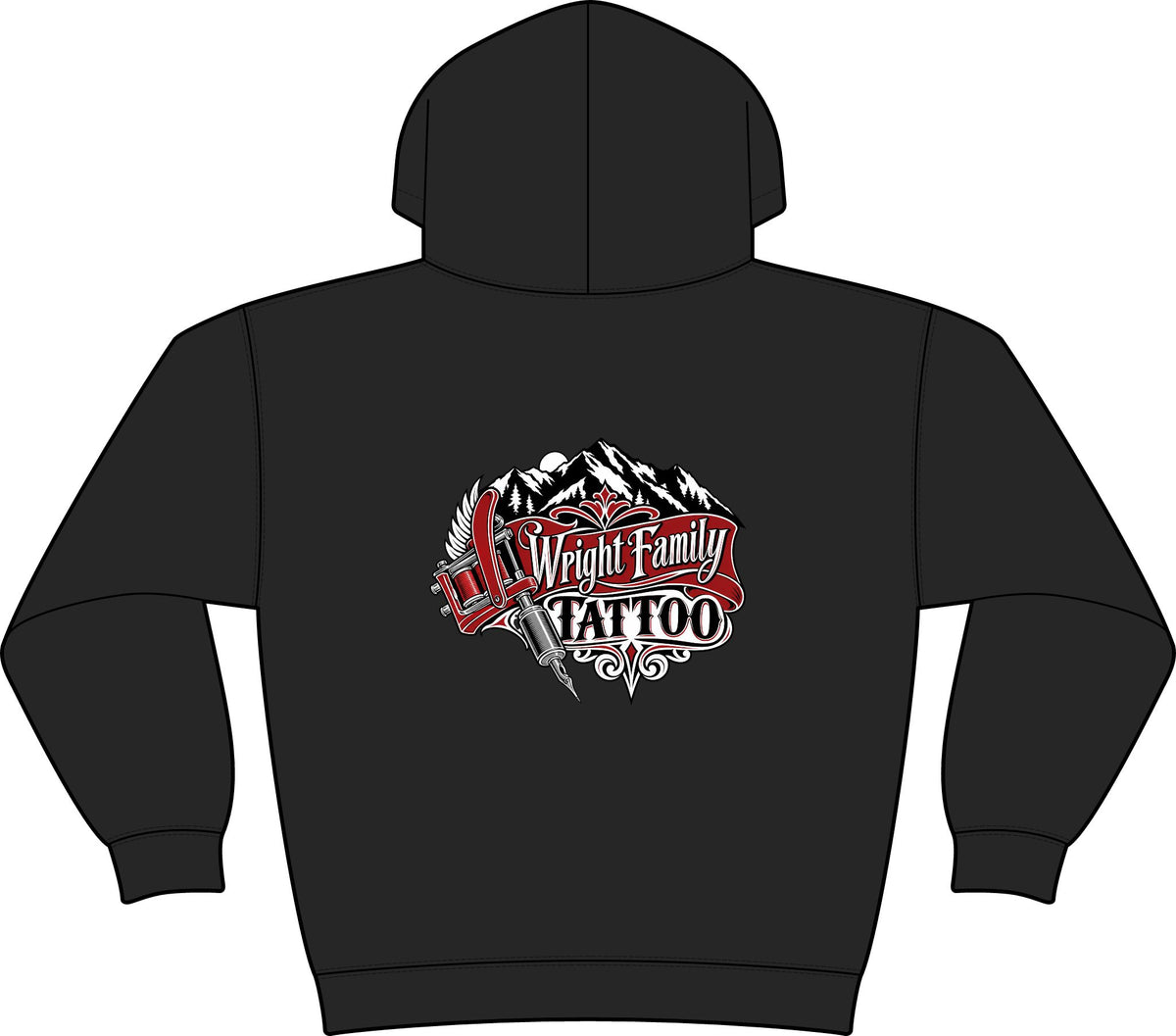 Wright Family Tattoo Club Fleece Hoodie — Small Chest Logo Crewneck Pullover
