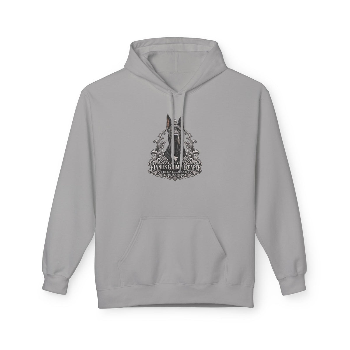 Grimm Hound Graphic Hoodie — Gothic Dog Vintage Crest Pullover