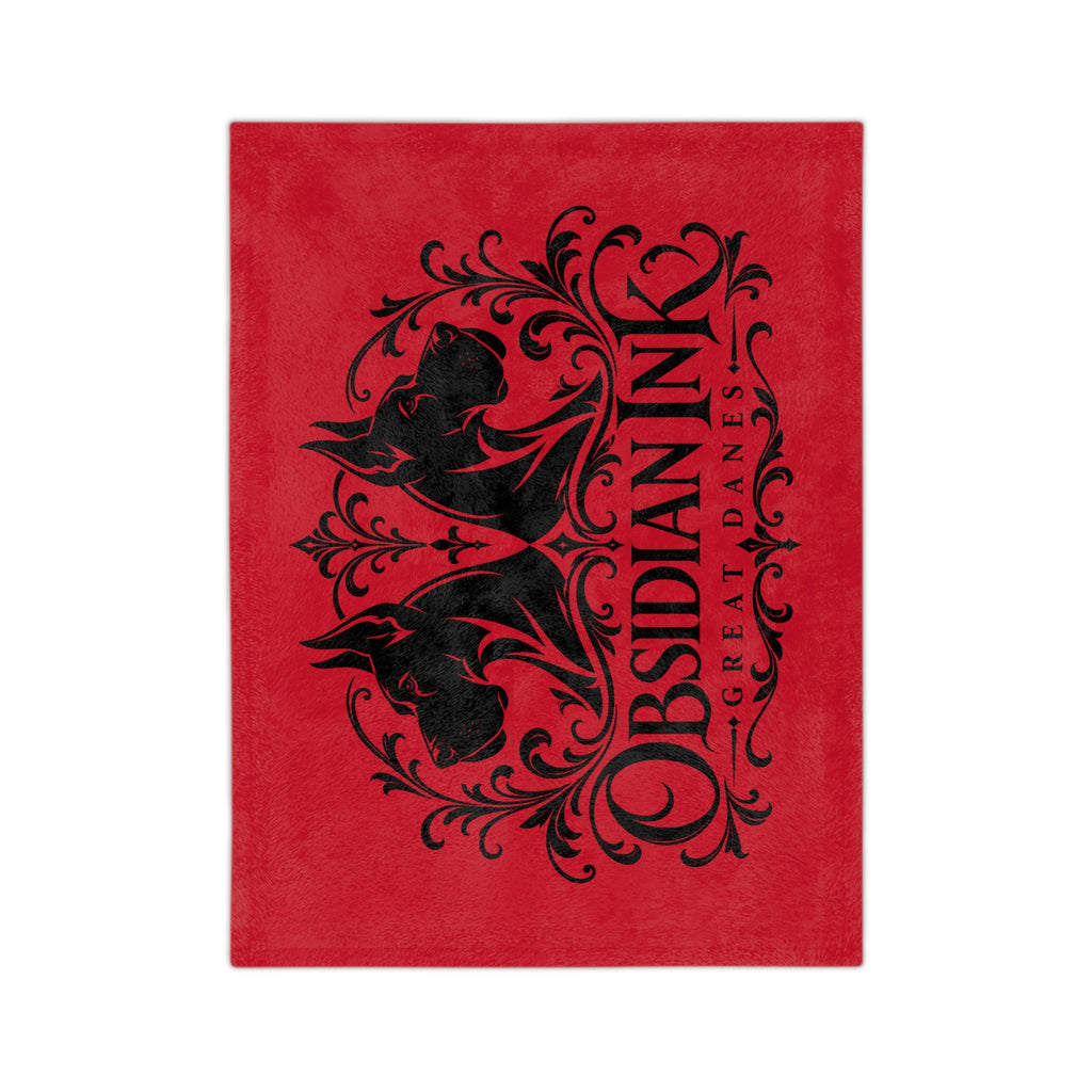Obsidian Ink Velveteen Throw Blanket — Gothic Raven Red Microfiber Cozy Blanket