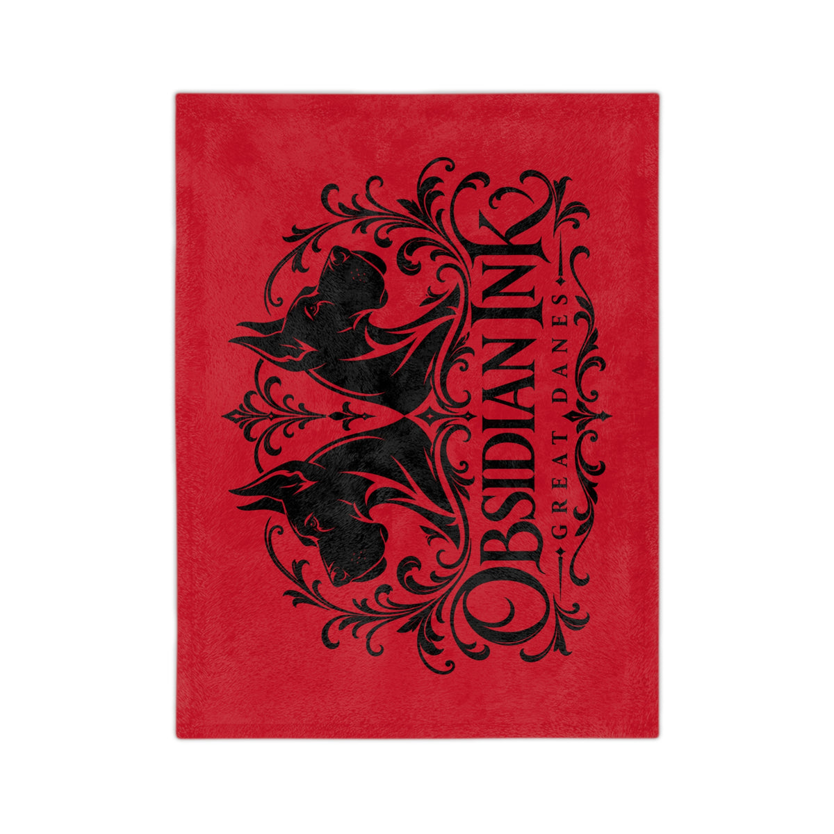 Obsidian Ink Velveteen Throw Blanket — Gothic Raven Red Microfiber Cozy Blanket