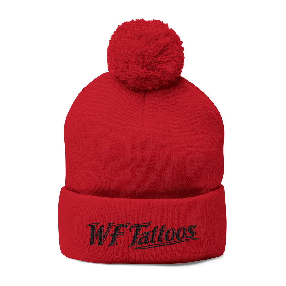 Embroidered Pom-Pom Knit Cap — WF Tattoos Logo Beanie