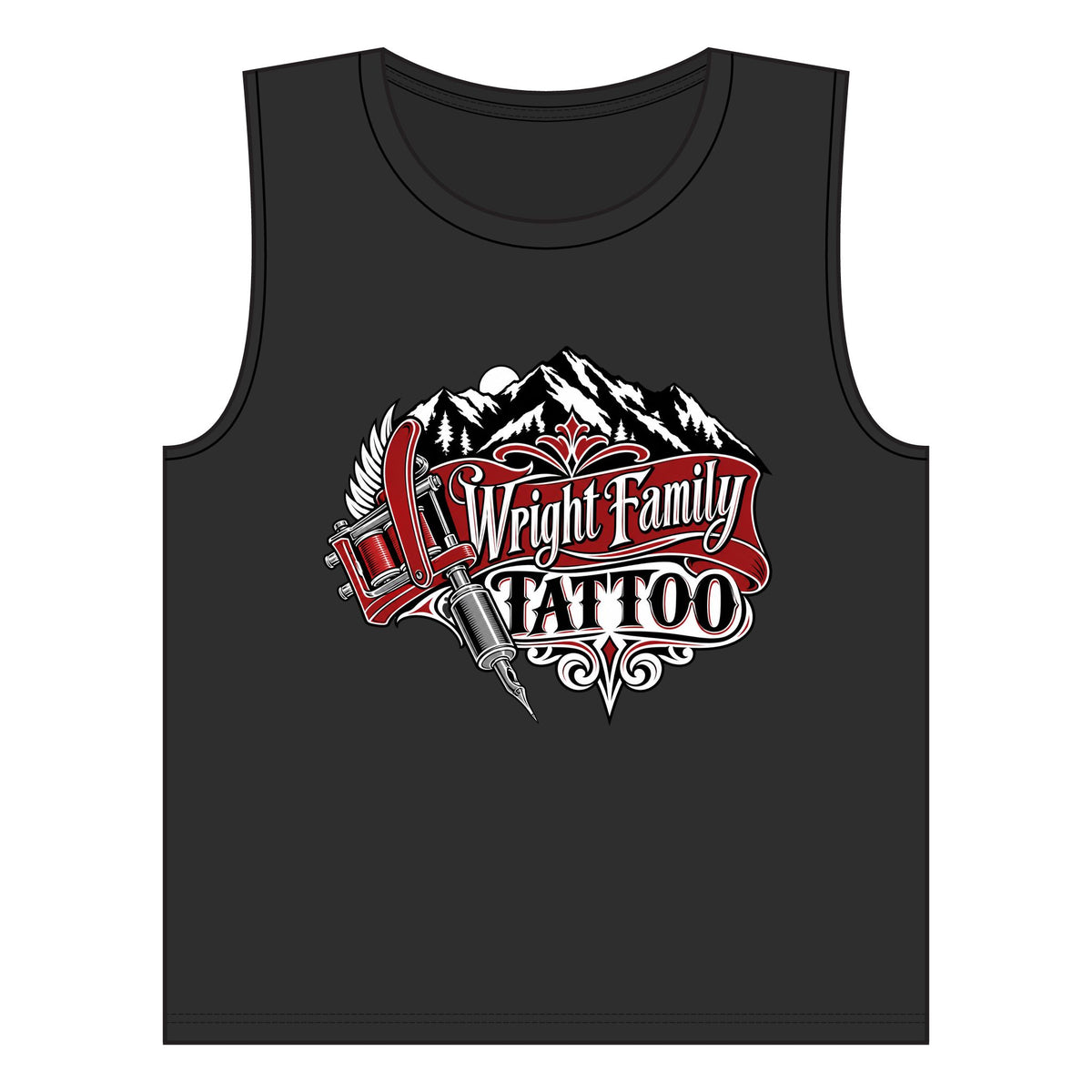 Wright Family Tattoo Muscle Tank — Tattoo Studio Graphic Tank Top