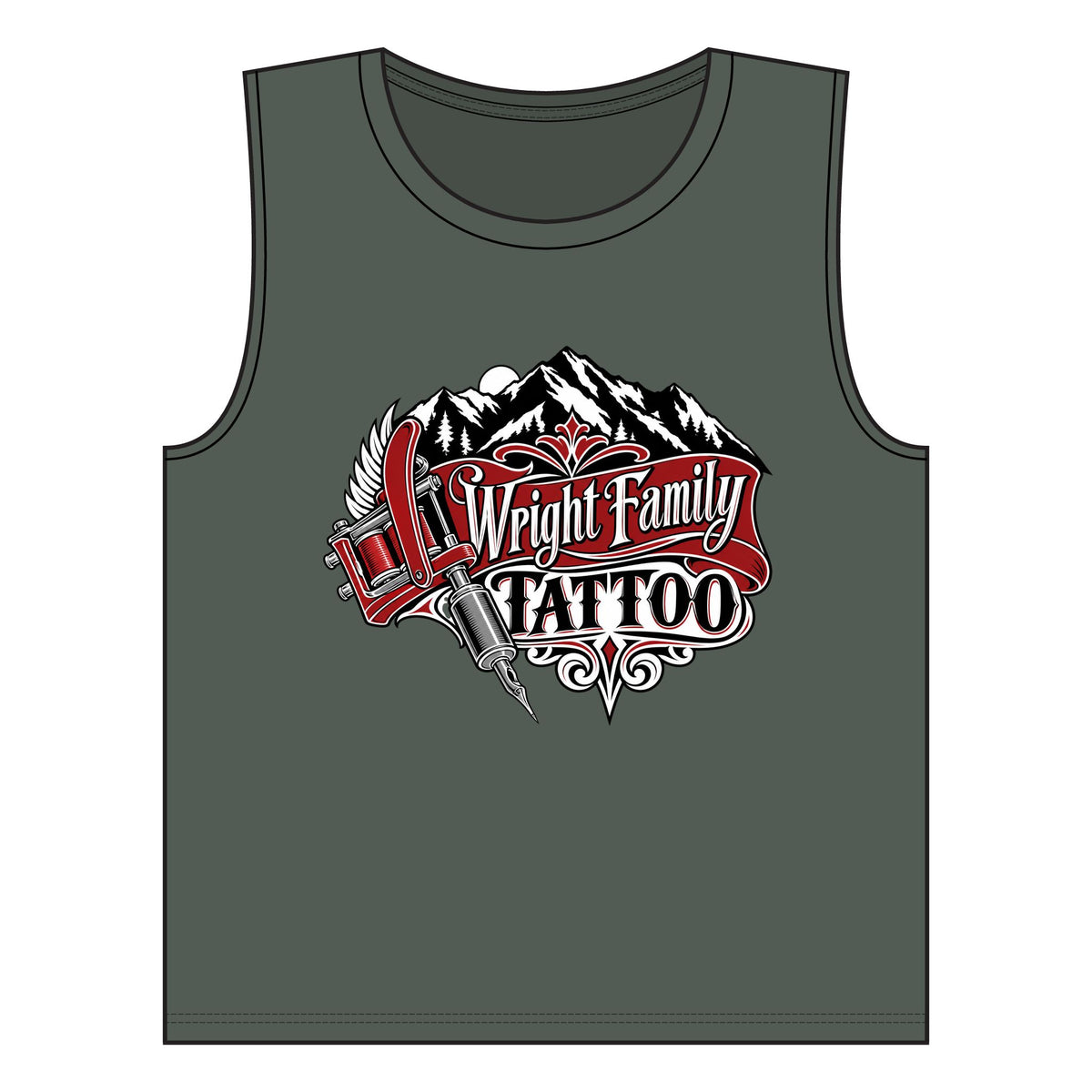 Wright Family Tattoo Muscle Tank — Tattoo Studio Graphic Tank Top