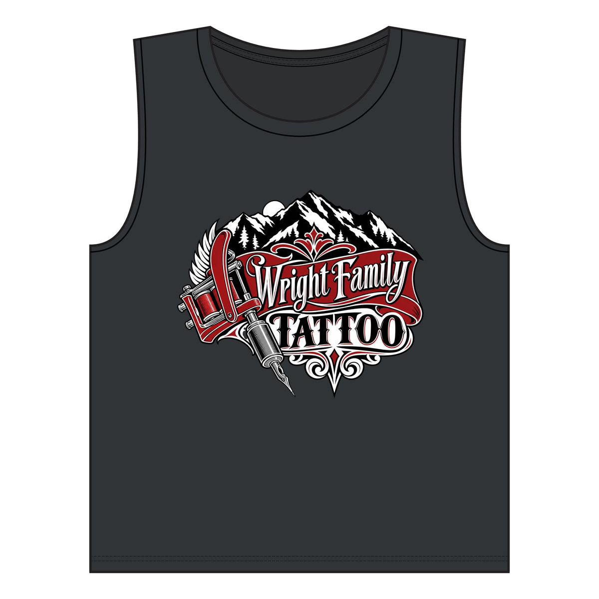 Wright Family Tattoo Muscle Tank — Tattoo Studio Graphic Tank Top