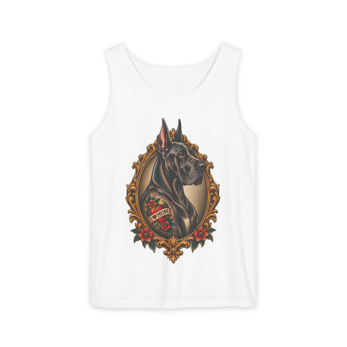 Great Dane Heart Mom Portrait Tank Top – Vintage Tattoo-Style Dog Graphic