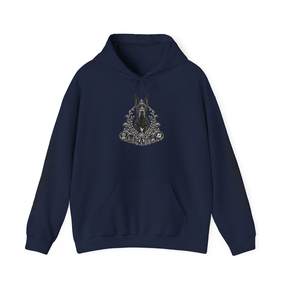 Grimm Gothic Hoodie — Vintage Black Dog Crest Pullover