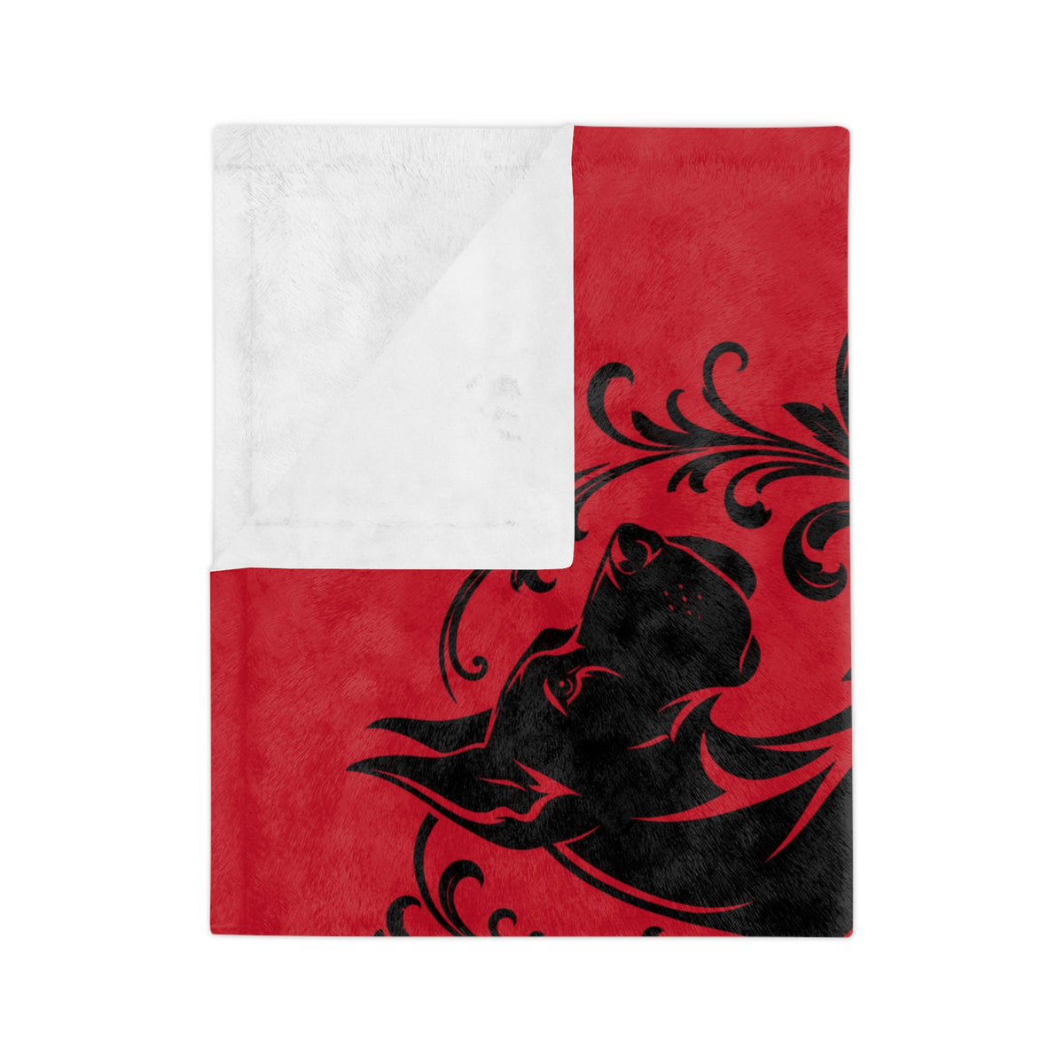 Obsidian Ink Velveteen Throw Blanket — Gothic Raven Red Microfiber Cozy Blanket