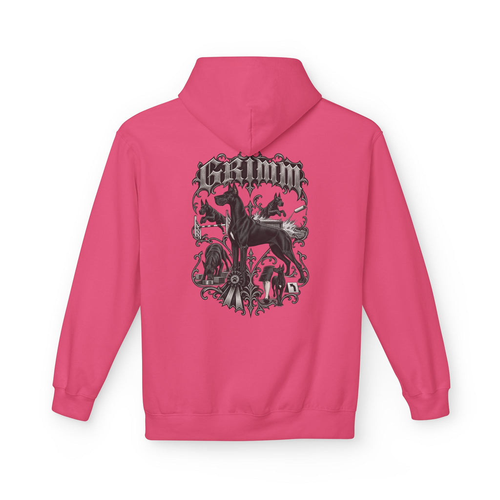 Grimm Hound Graphic Hoodie — Gothic Dog Vintage Crest Pullover