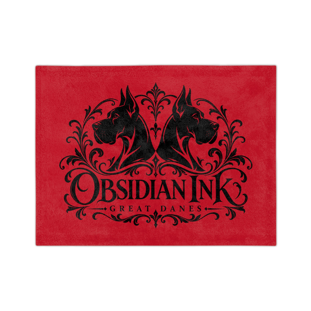 Obsidian Ink Velveteen Throw Blanket — Gothic Raven Red Microfiber Cozy Blanket