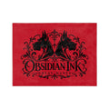 Obsidian Ink Velveteen Throw Blanket — Gothic Raven Red Microfiber Cozy Blanket