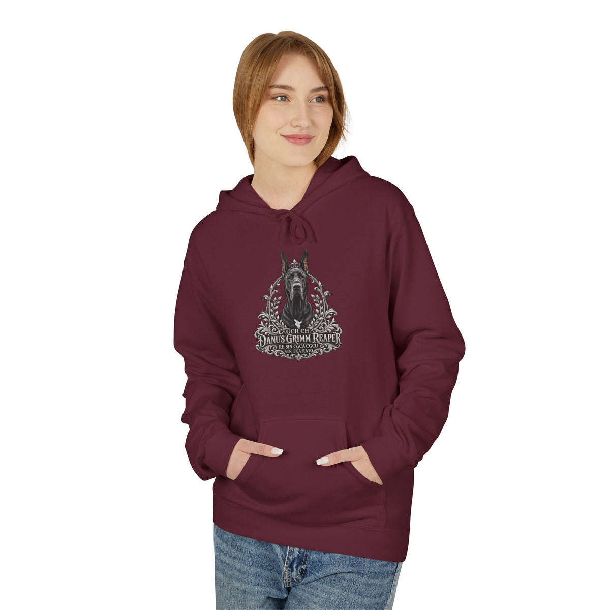 Grimm Hound Graphic Hoodie — Gothic Dog Vintage Crest Pullover