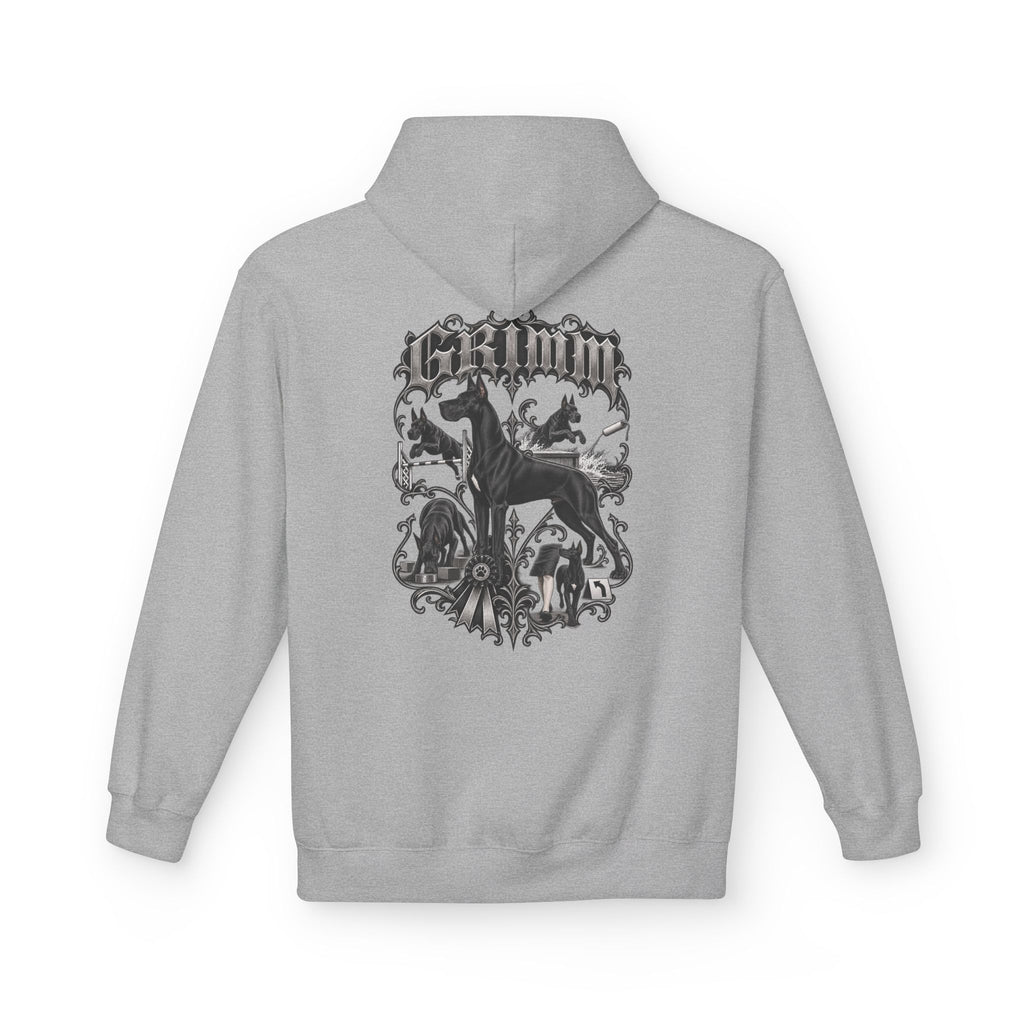 Grimm Hound Graphic Hoodie — Gothic Dog Vintage Crest Pullover