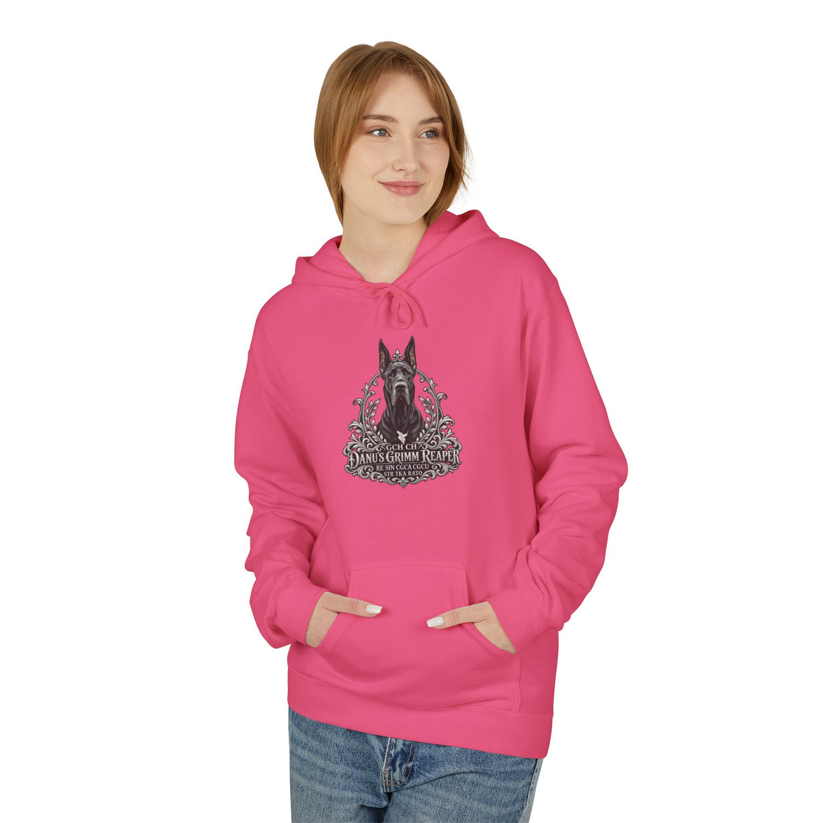 Grimm Hound Graphic Hoodie — Gothic Dog Vintage Crest Pullover