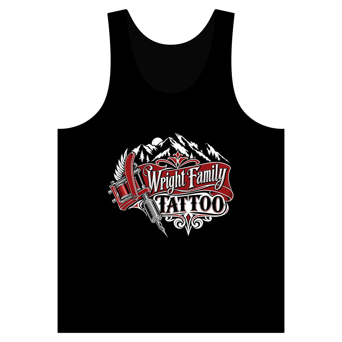 Wright Family Tattoo Tank Top — Vintage Tattoo Shop Logo Sleeveless Tee