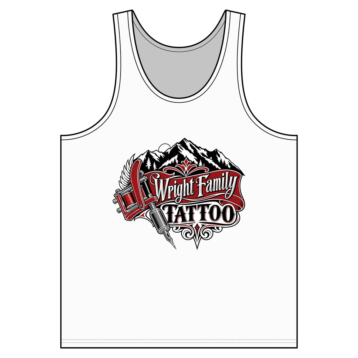 Wright Family Tattoo Tank Top — Vintage Tattoo Shop Logo Sleeveless Tee