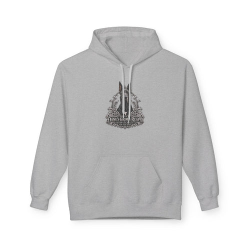 Grimm Hound Graphic Hoodie — Gothic Dog Vintage Crest Pullover