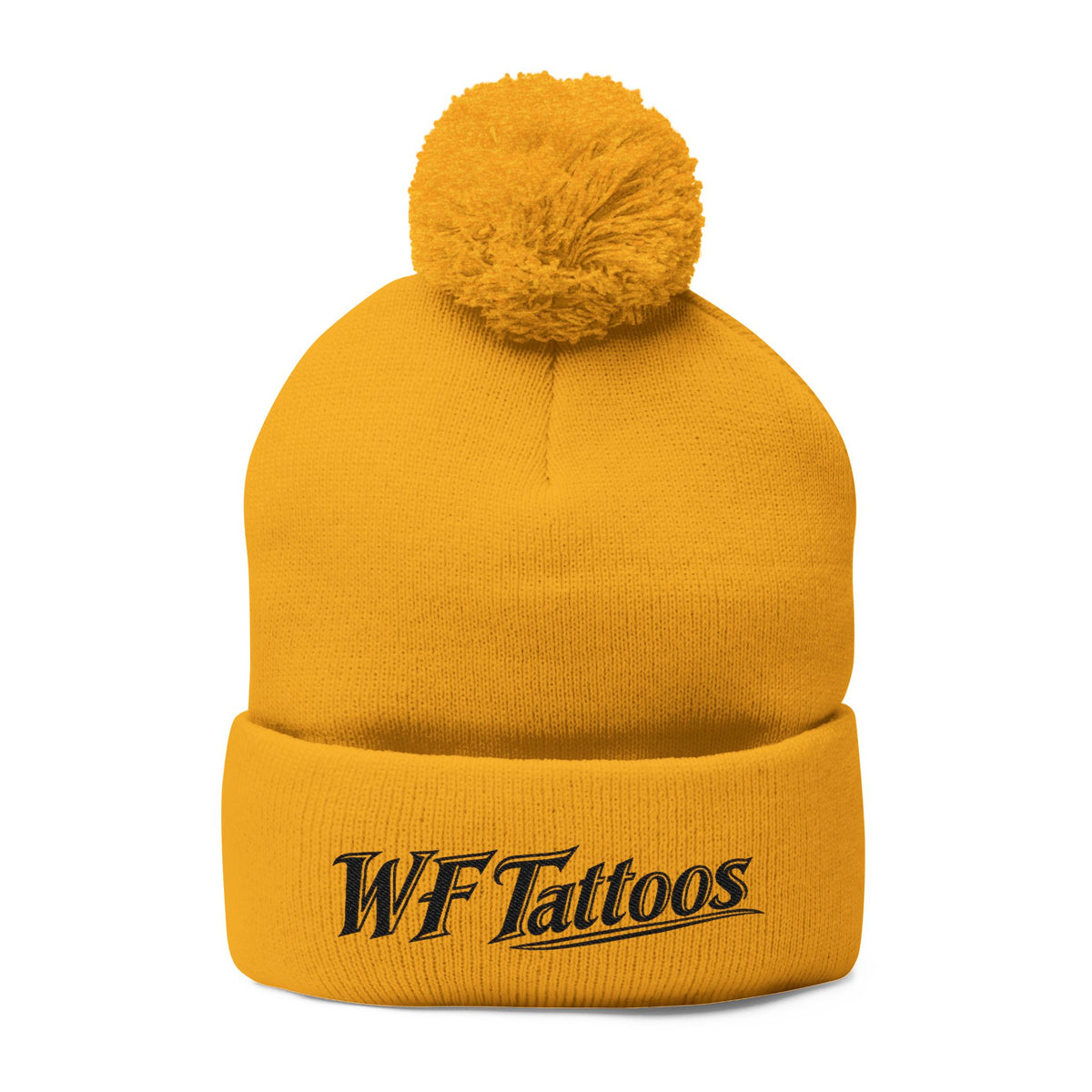 Embroidered Pom-Pom Knit Cap — WF Tattoos Logo Beanie
