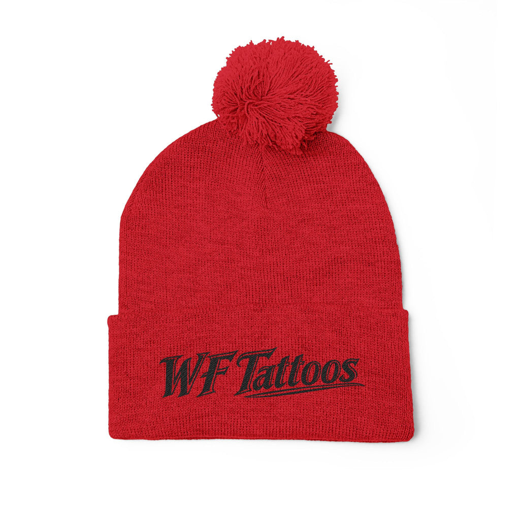 Embroidered Pom-Pom Knit Cap — WF Tattoos Logo Beanie