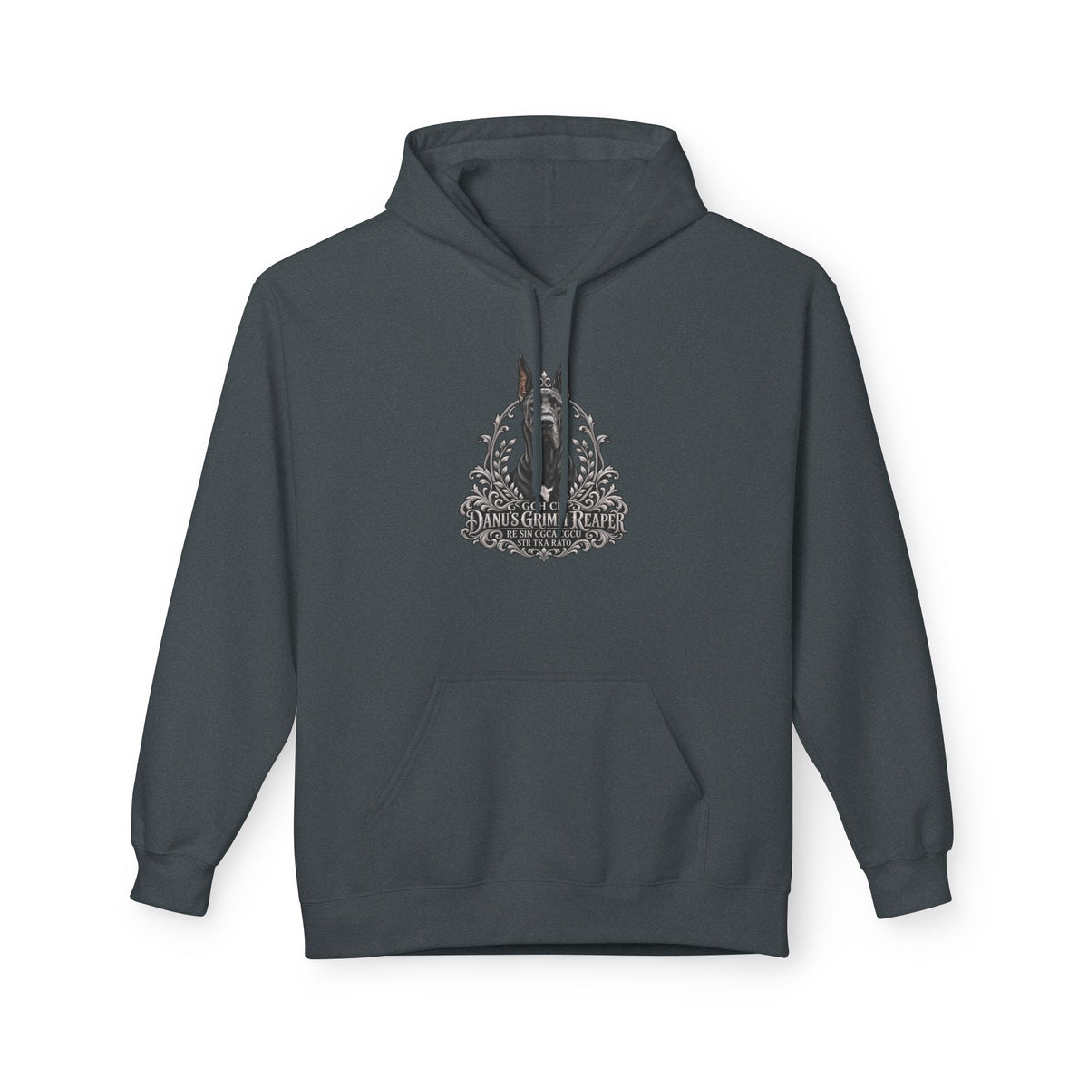 Grimm Hound Graphic Hoodie — Gothic Dog Vintage Crest Pullover