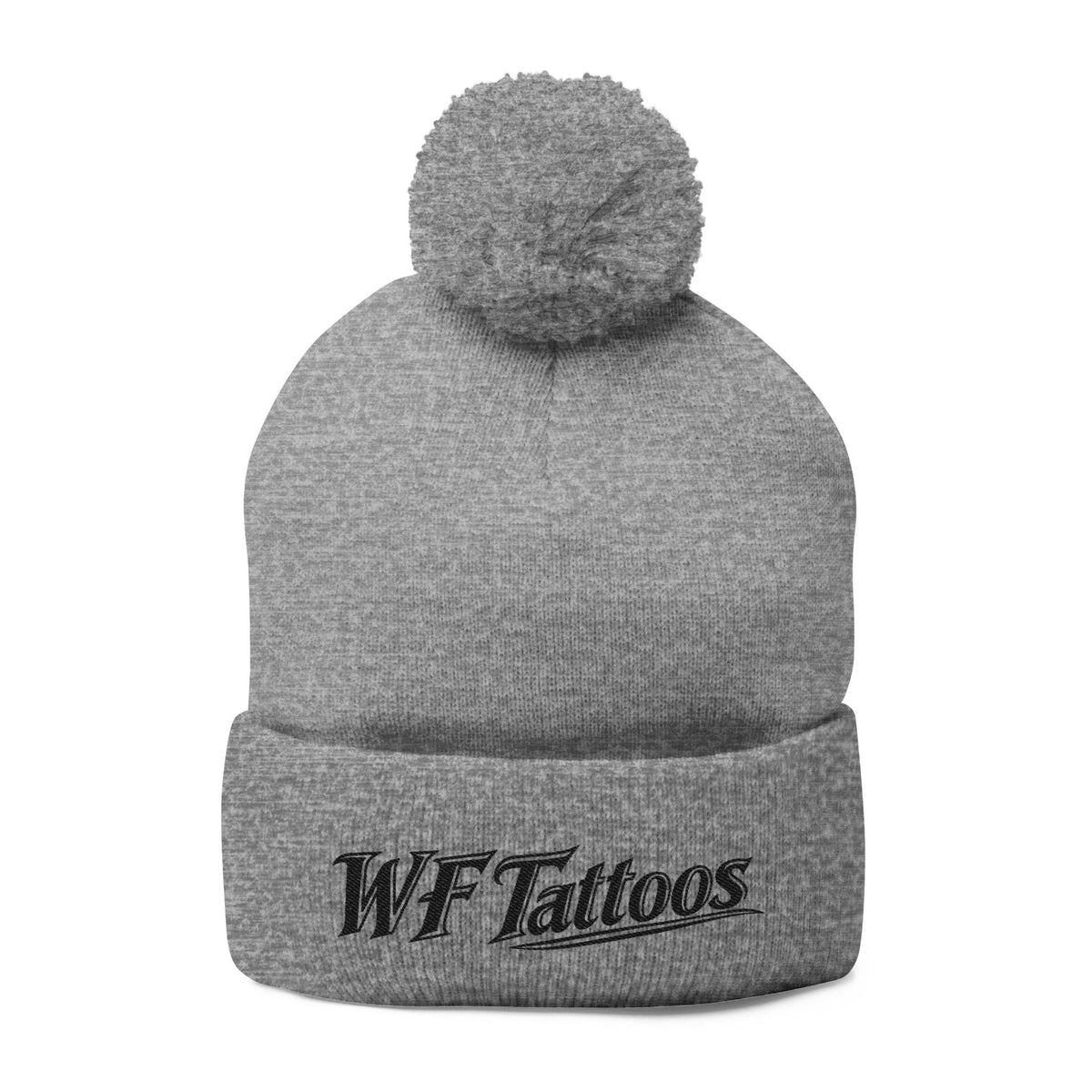 Embroidered Pom-Pom Knit Cap — WF Tattoos Logo Beanie
