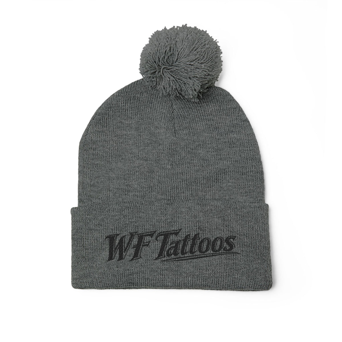 Embroidered Pom-Pom Knit Cap — WF Tattoos Logo Beanie