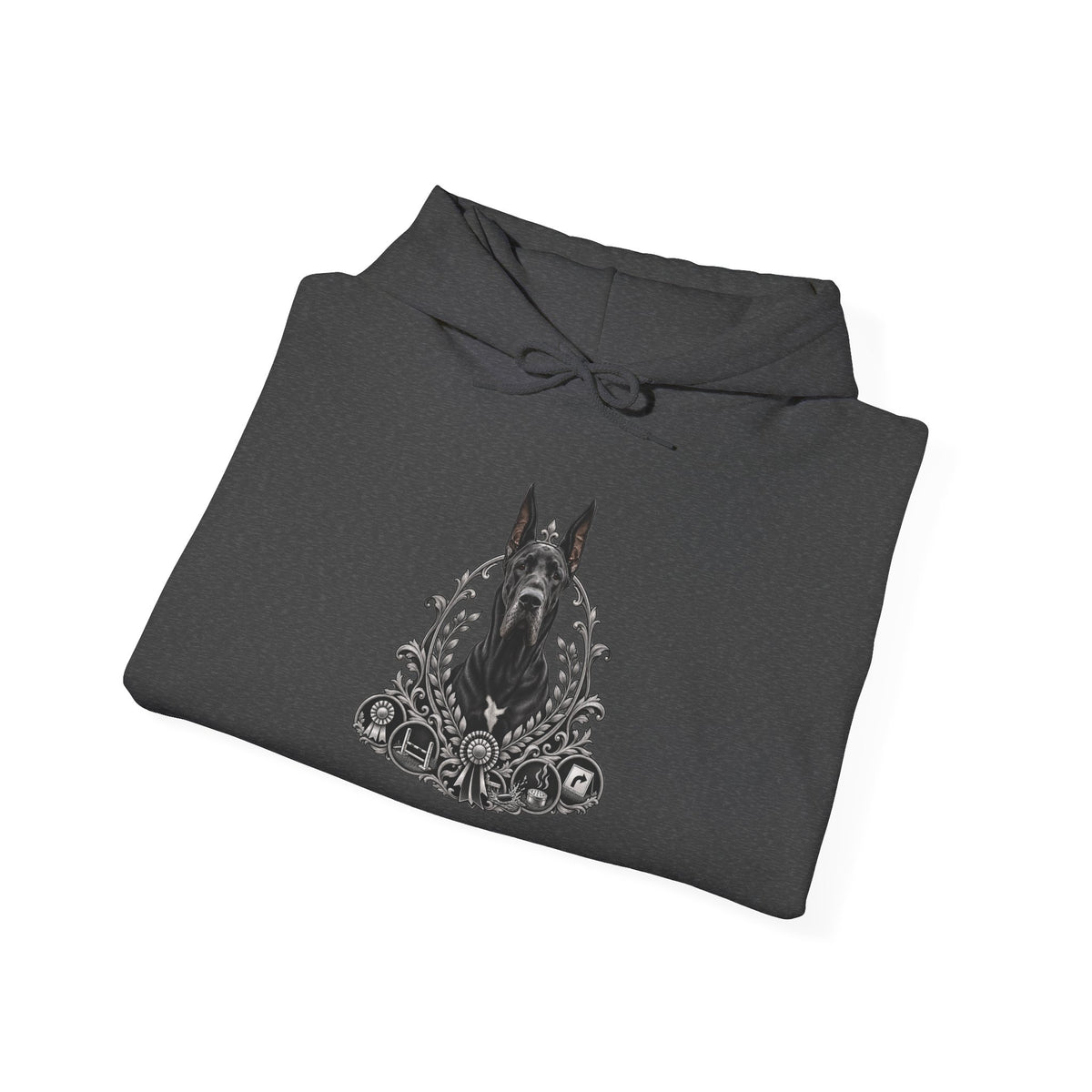 Grimm Gothic Hoodie — Vintage Black Dog Crest Pullover