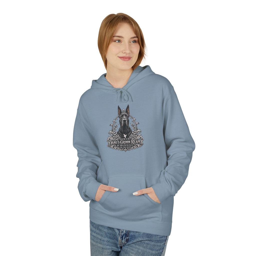 Grimm Hound Graphic Hoodie — Gothic Dog Vintage Crest Pullover