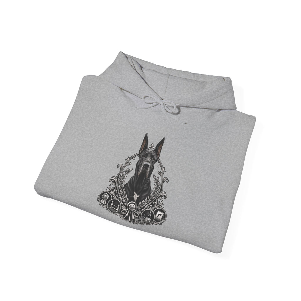 Grimm Gothic Hoodie — Vintage Black Dog Crest Pullover