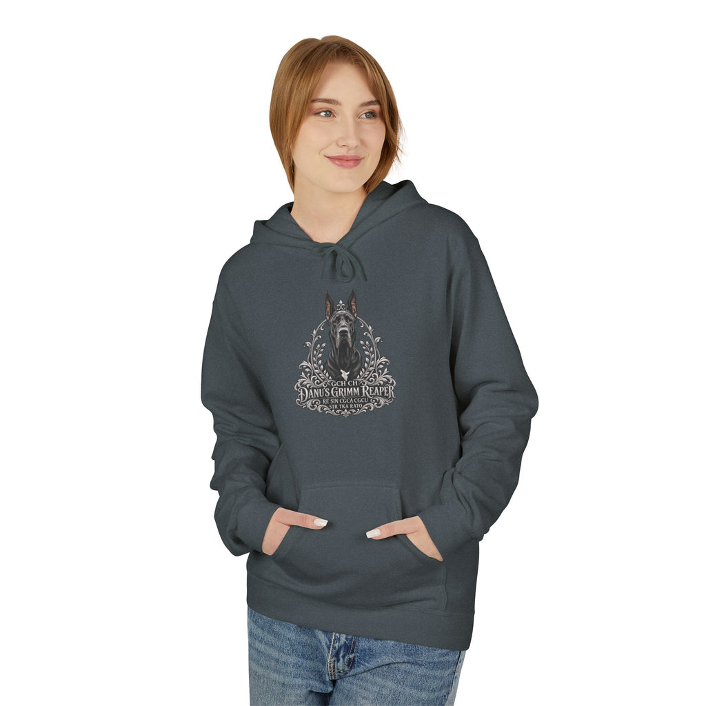 Grimm Hound Graphic Hoodie — Gothic Dog Vintage Crest Pullover