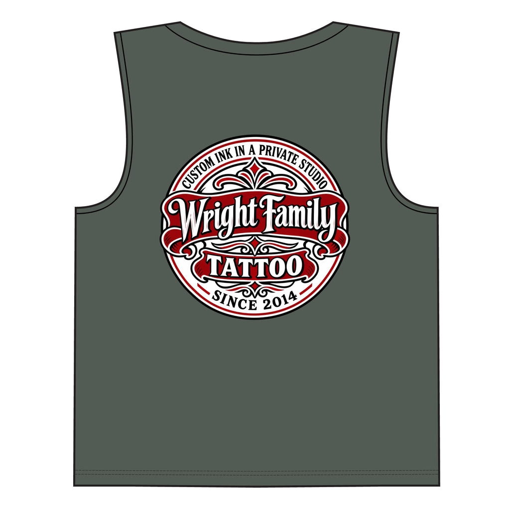 Wright Family Tattoo Muscle Tank — Tattoo Studio Graphic Tank Top