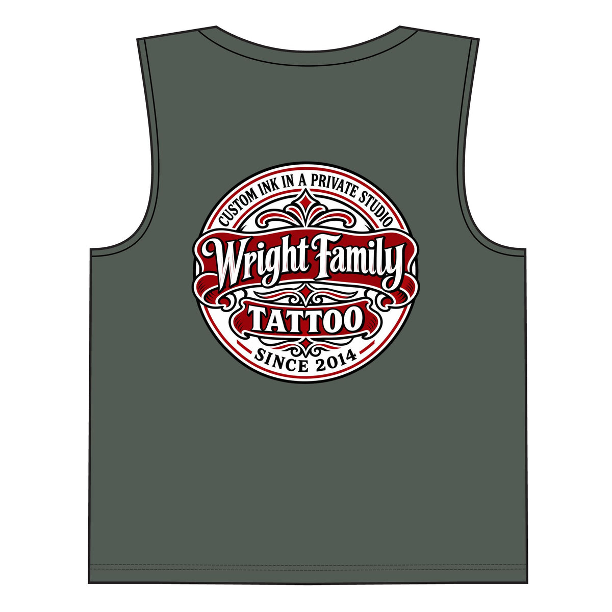 Wright Family Tattoo Muscle Tank — Tattoo Studio Graphic Tank Top
