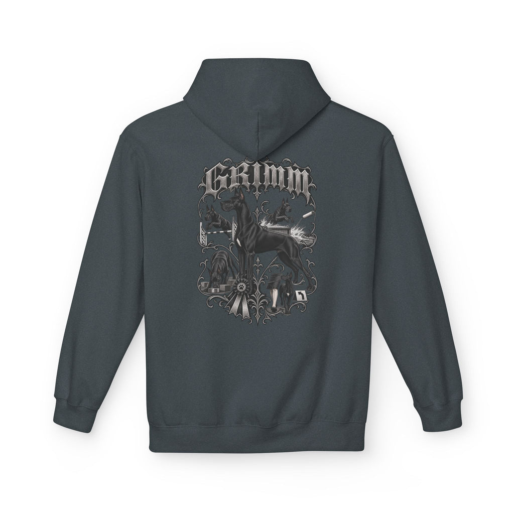 Grimm Hound Graphic Hoodie — Gothic Dog Vintage Crest Pullover
