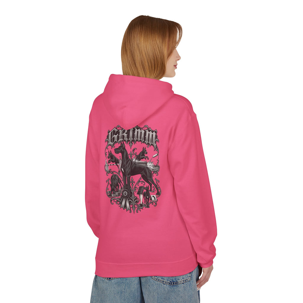 Grimm Hound Graphic Hoodie — Gothic Dog Vintage Crest Pullover