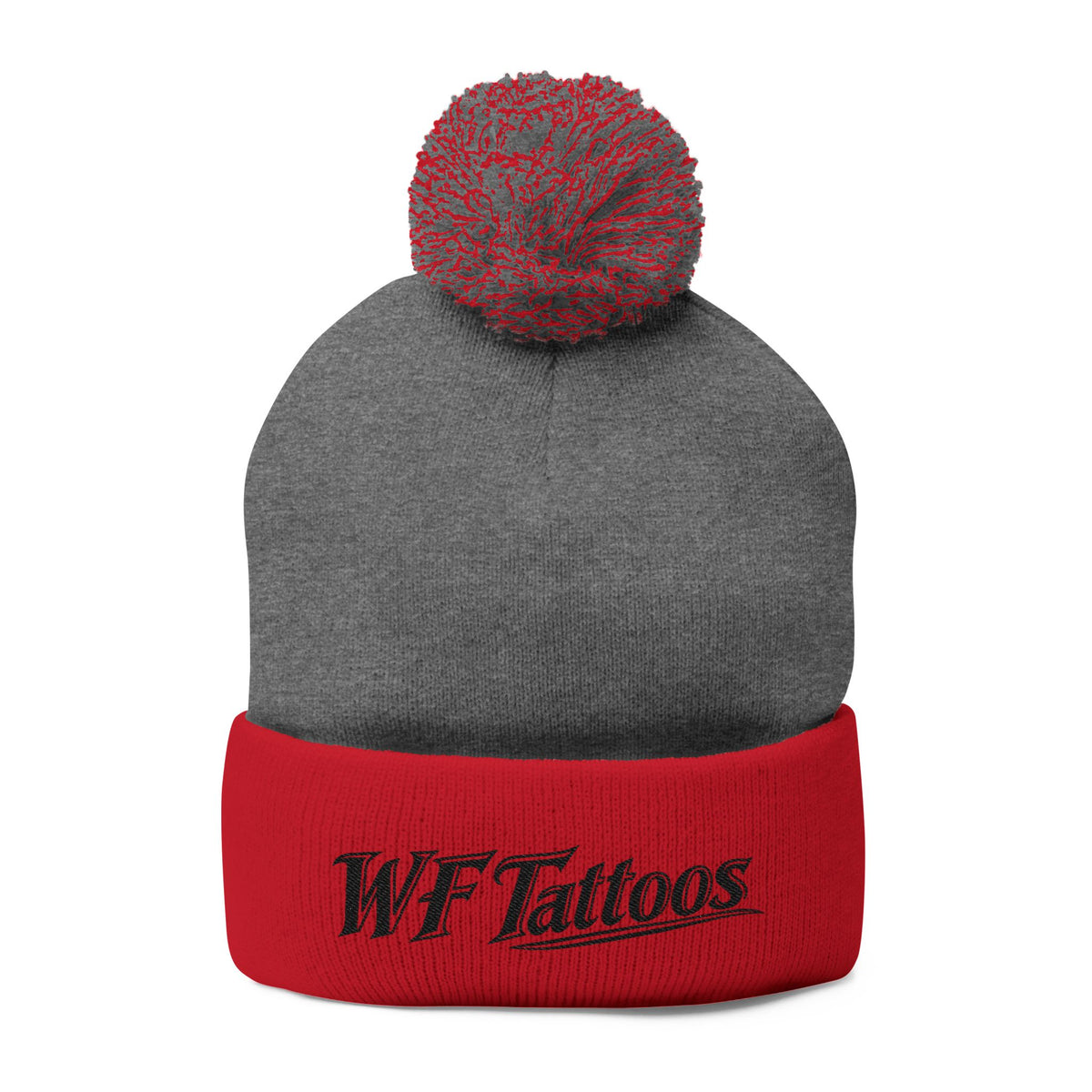 Embroidered Pom-Pom Knit Cap — WF Tattoos Logo Beanie