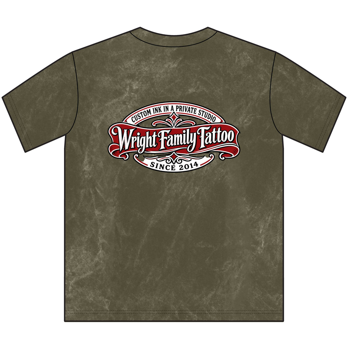 Wright Family Tattoo Vintage Crewneck Tee —  Dog Tattoo Shop Graphic