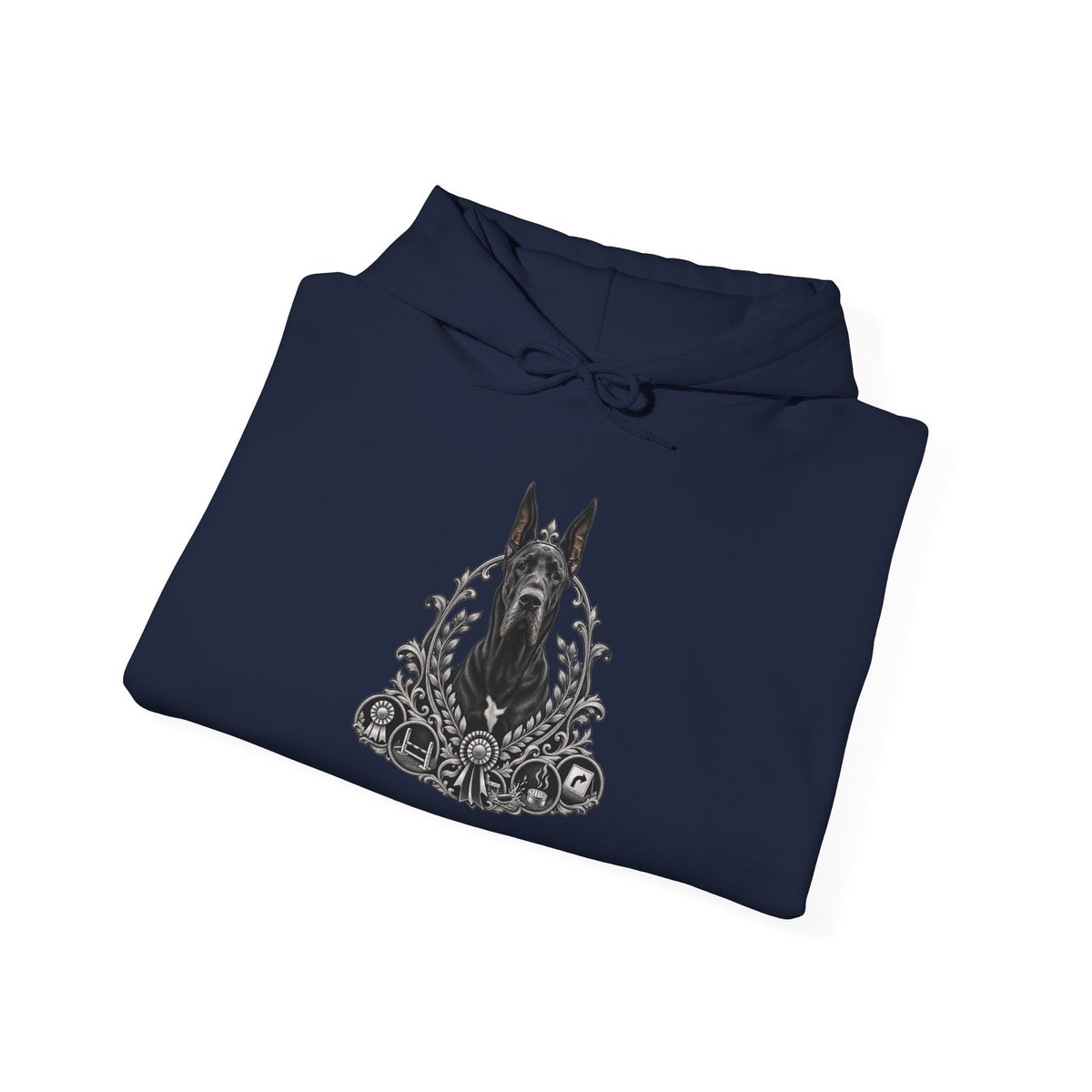 Grimm Gothic Hoodie — Vintage Black Dog Crest Pullover