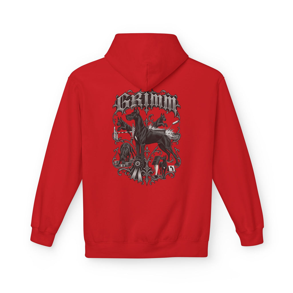 Grimm Hound Graphic Hoodie — Gothic Dog Vintage Crest Pullover