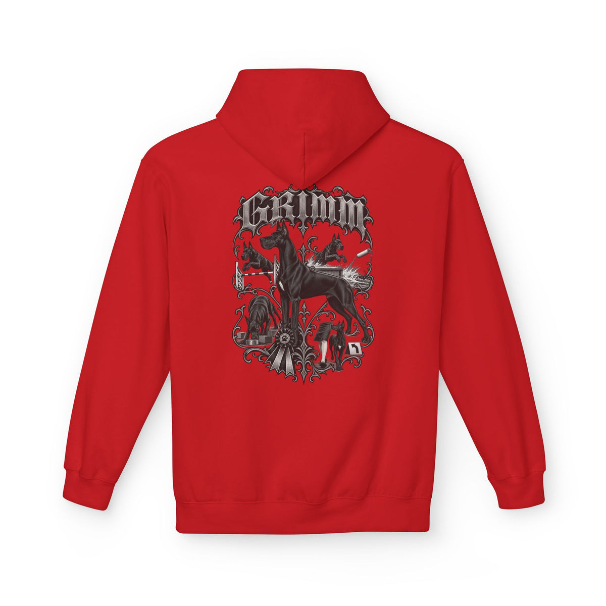 Grimm Hound Graphic Hoodie — Gothic Dog Vintage Crest Pullover