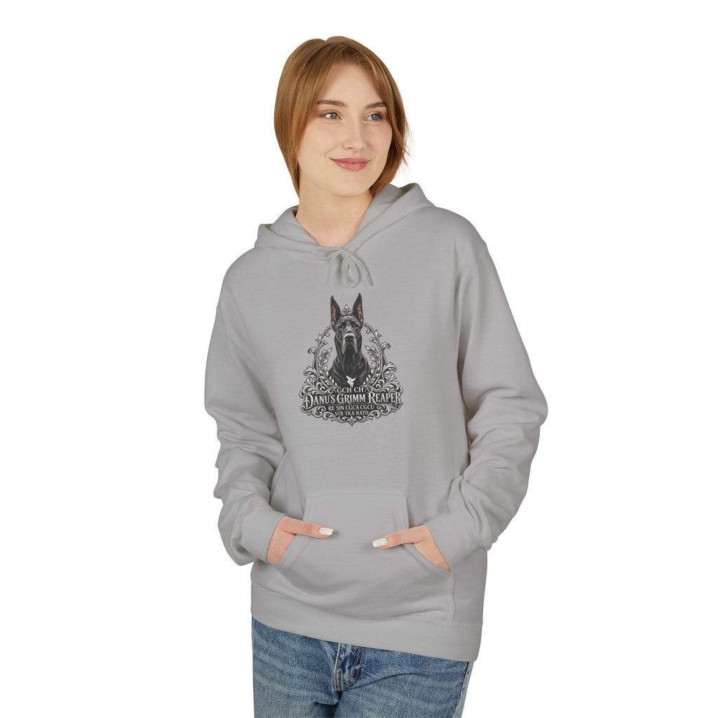 Grimm Hound Graphic Hoodie — Gothic Dog Vintage Crest Pullover