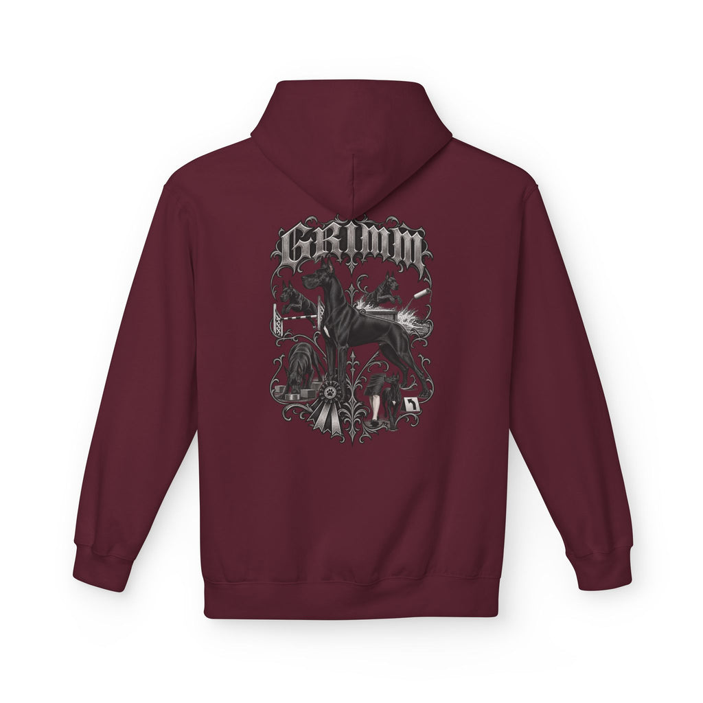 Grimm Hound Graphic Hoodie — Gothic Dog Vintage Crest Pullover