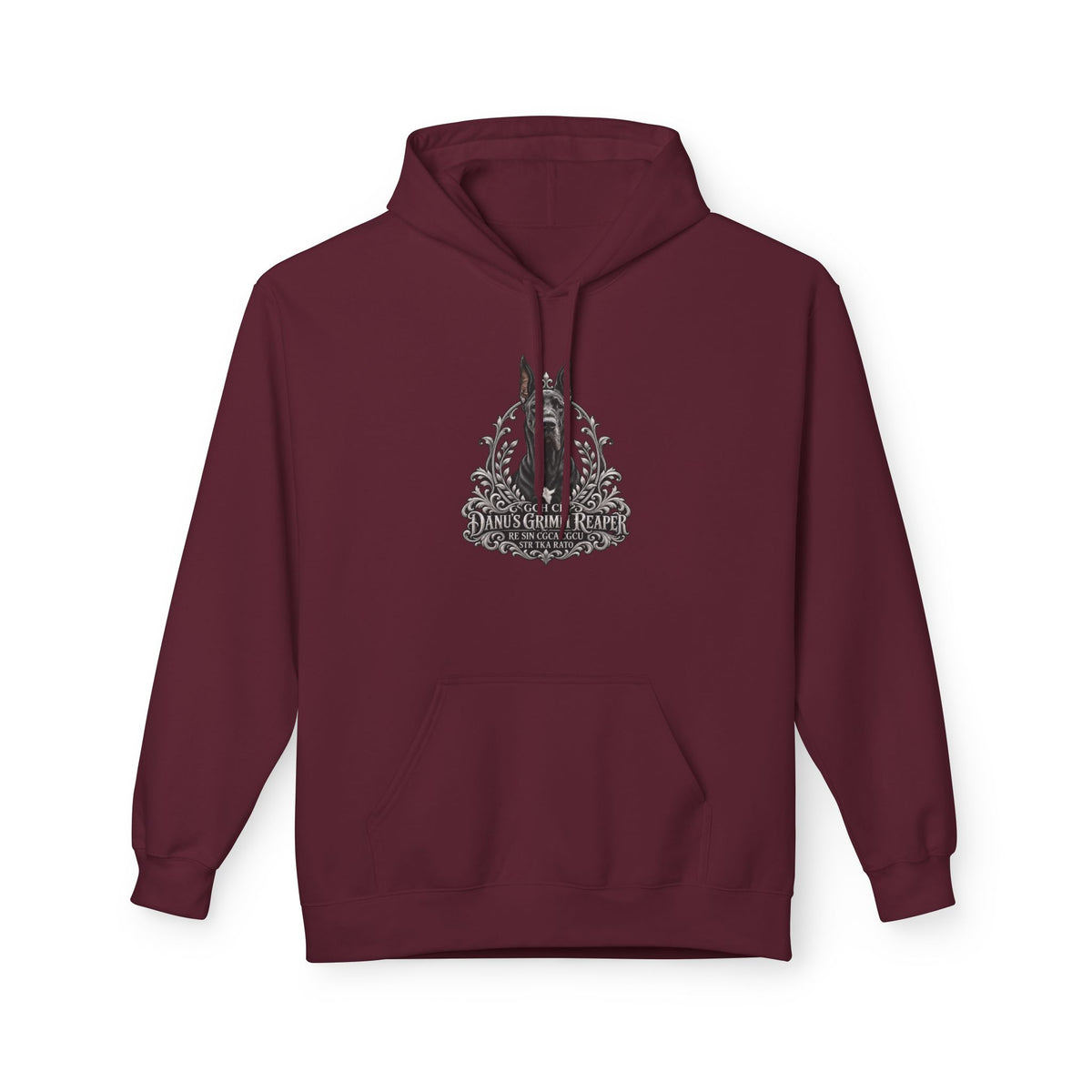Grimm Hound Graphic Hoodie — Gothic Dog Vintage Crest Pullover