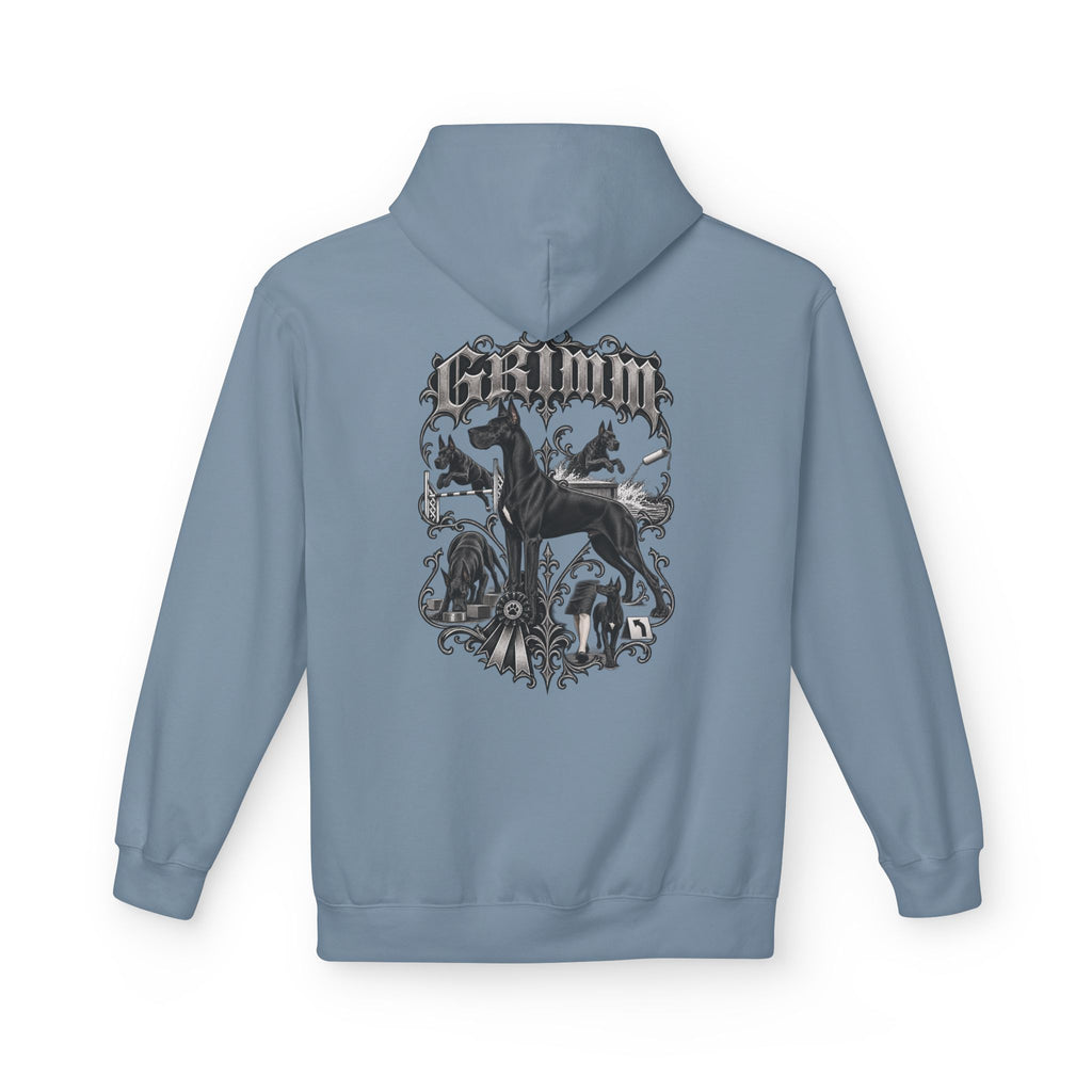Grimm Hound Graphic Hoodie — Gothic Dog Vintage Crest Pullover