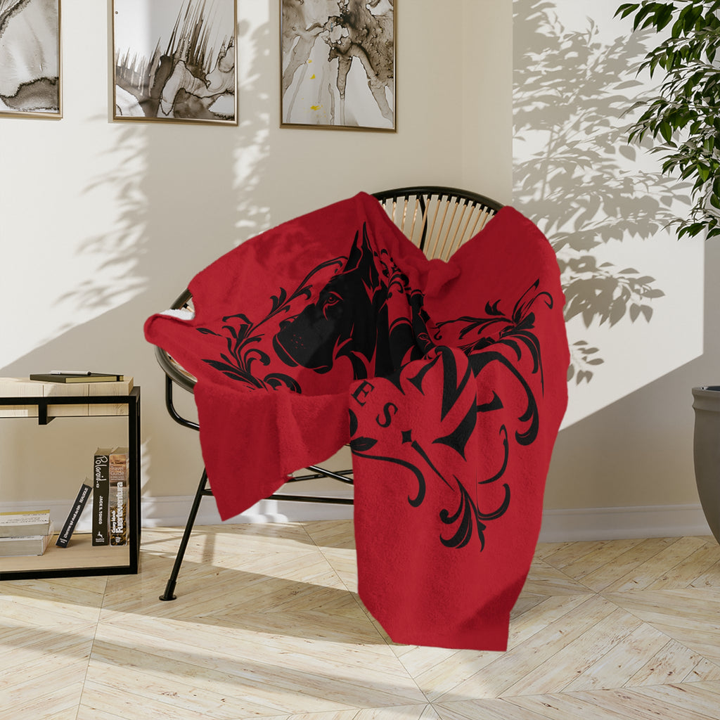 Obsidian Ink Velveteen Throw Blanket — Gothic Raven Red Microfiber Cozy Blanket