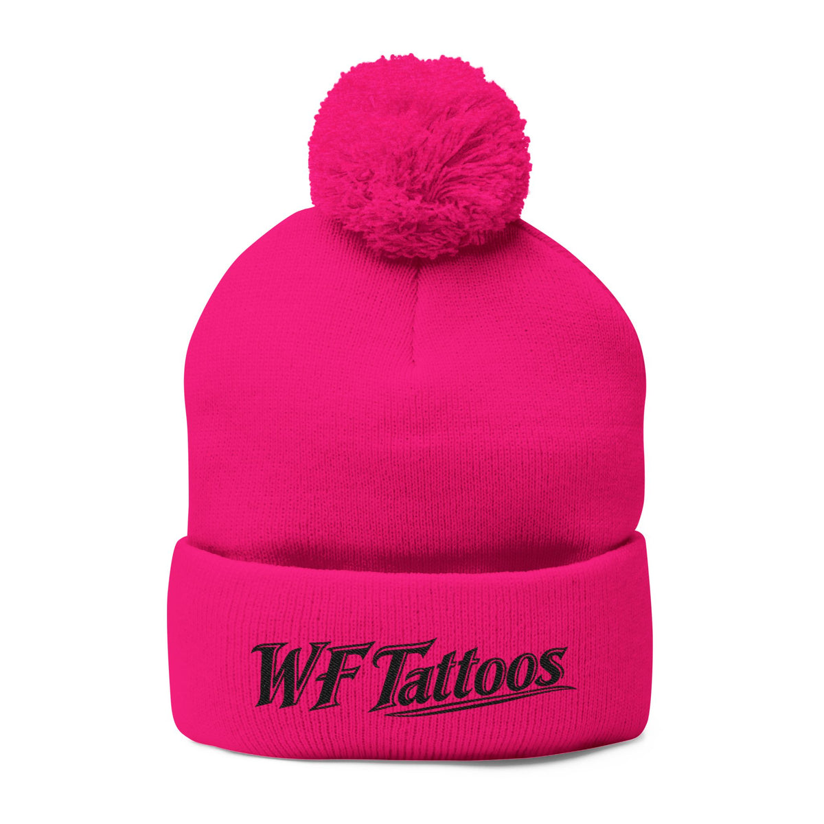 Embroidered Pom-Pom Knit Cap — WF Tattoos Logo Beanie