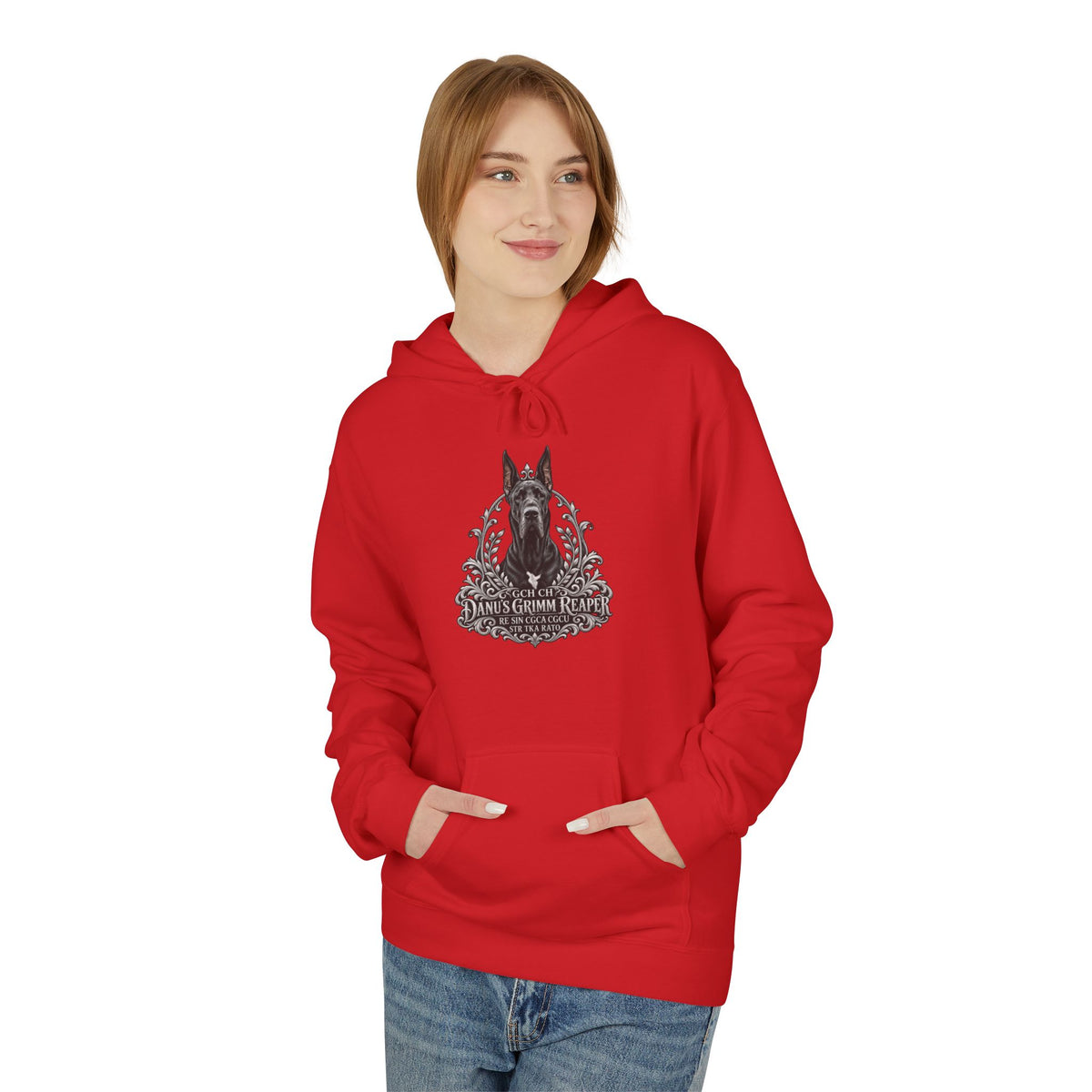 Grimm Hound Graphic Hoodie — Gothic Dog Vintage Crest Pullover