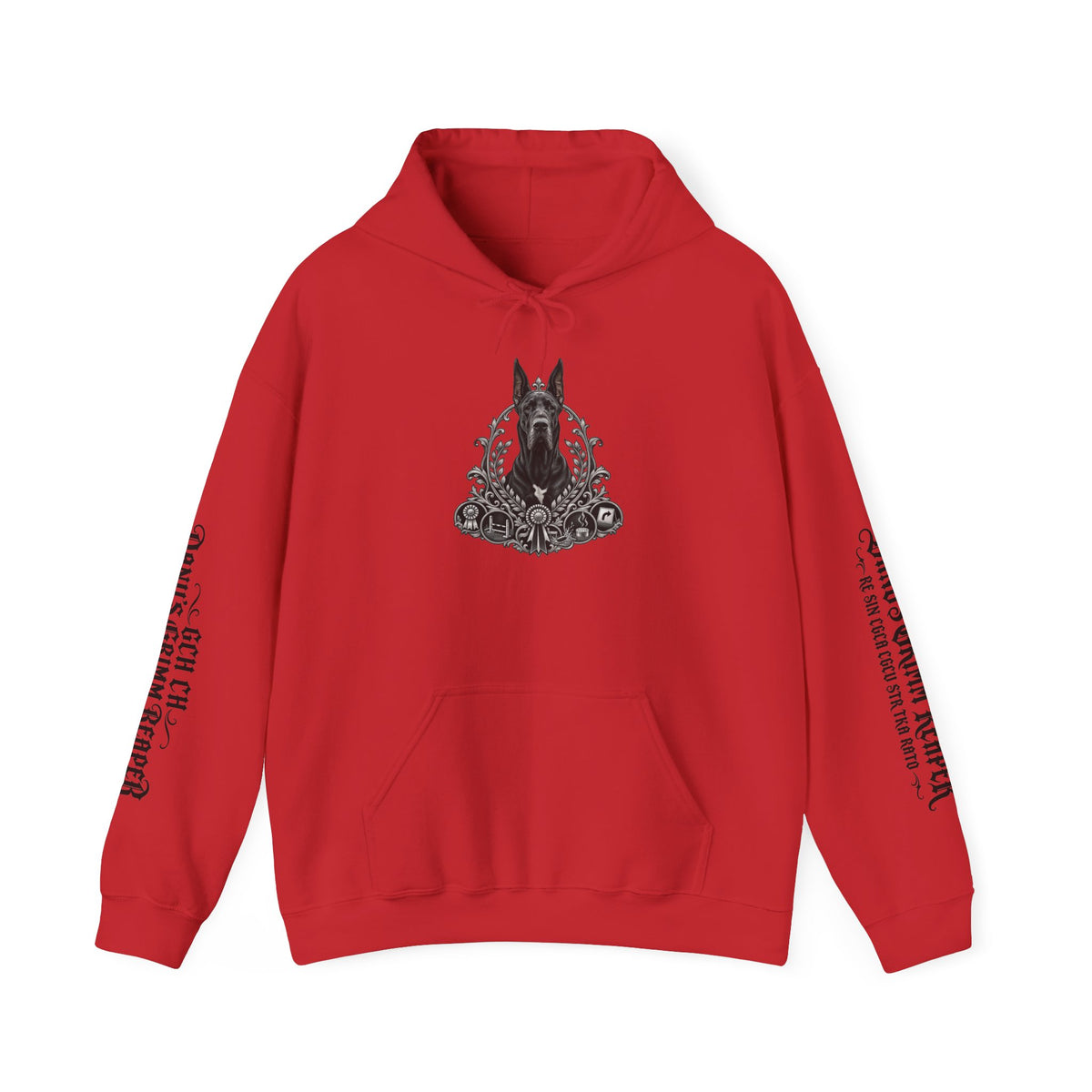 Grimm Gothic Hoodie — Vintage Black Dog Crest Pullover