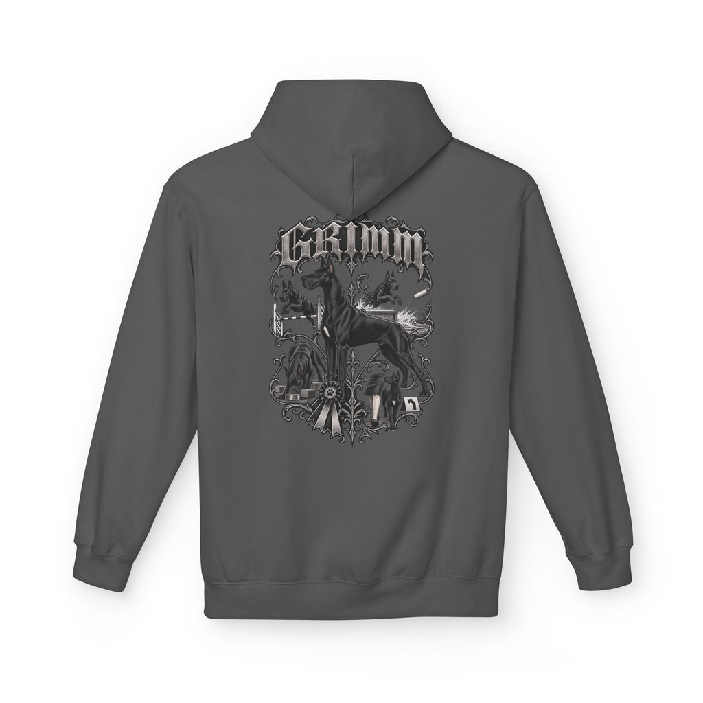 Grimm Hound Graphic Hoodie — Gothic Dog Vintage Crest Pullover