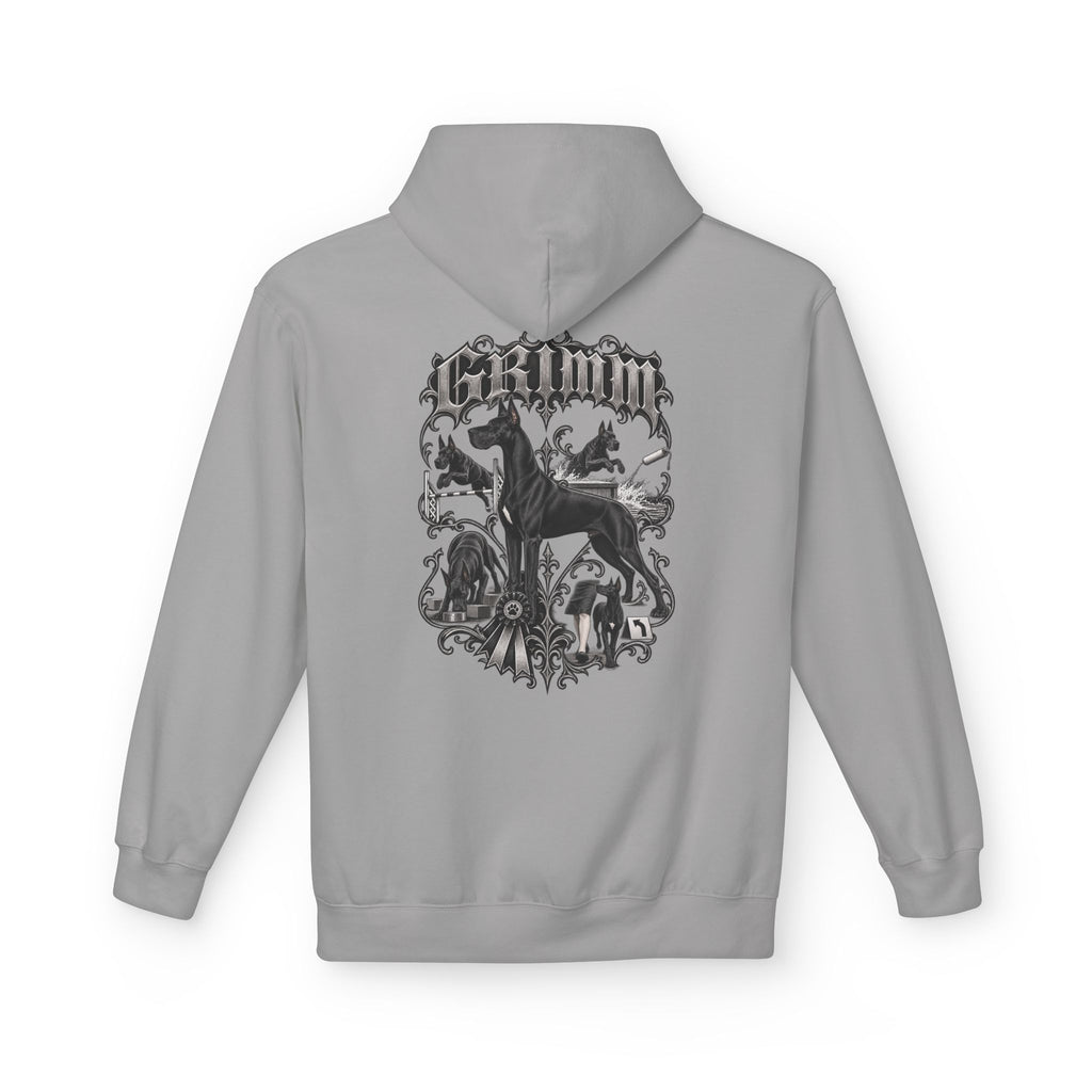 Grimm Hound Graphic Hoodie — Gothic Dog Vintage Crest Pullover